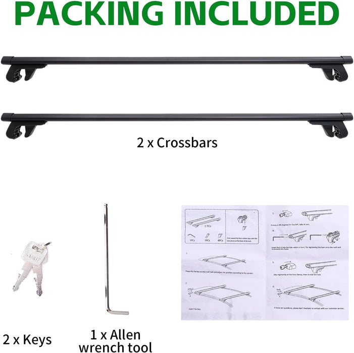 Black Aluminum Roof Rack Cross Bars 51"