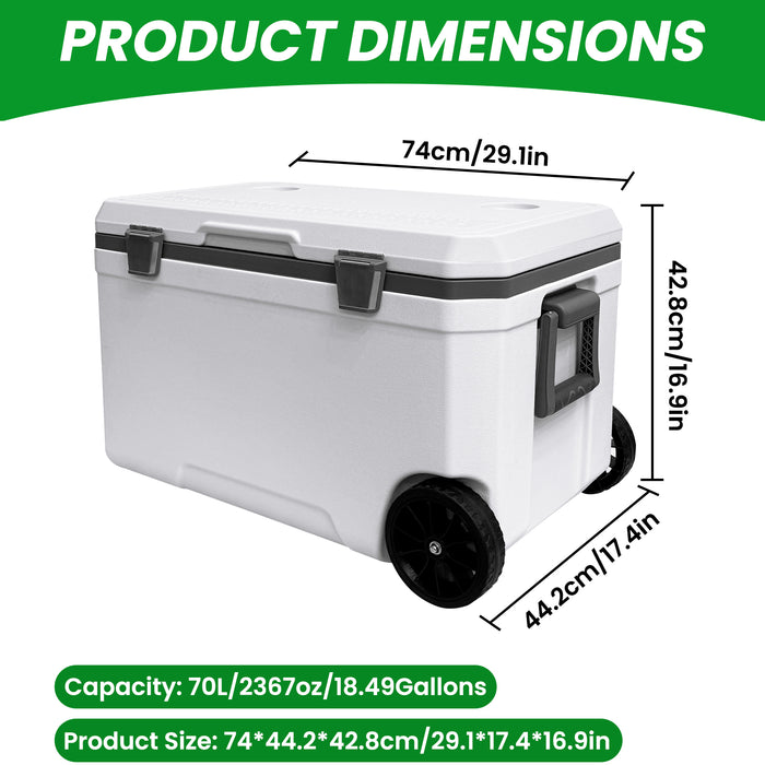 70L Ice Chest Box Cooler Insulated Portable - Keeps Ice for up to 5 Day