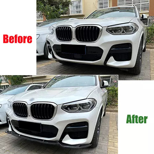 Gloss Black Front Bumper Lip For BMW X3 X4 G01 G02 M Sport 2018-2021