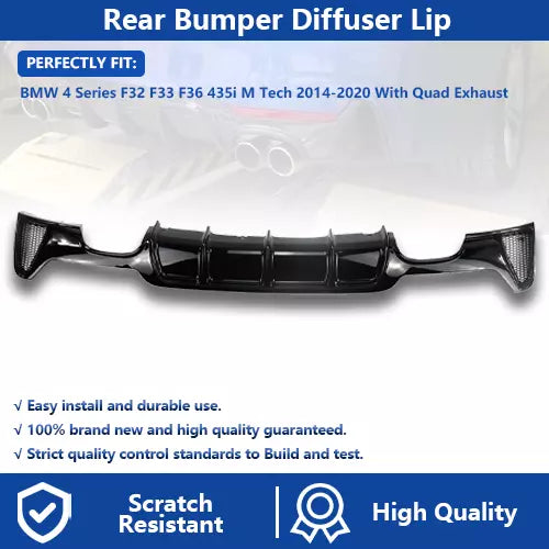 Quad Exhaust Rear Diffuser Lip For BMW F32 F33 M Tech 2014-2020