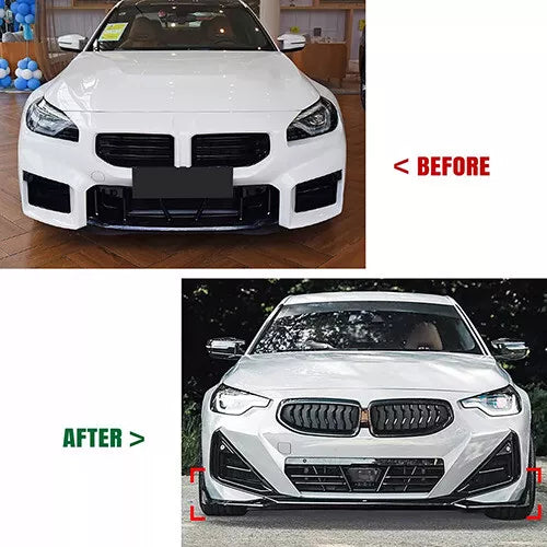 Front Bumper Lip For BMW 2 Series G42 M235i M240i 220i 2022-2024