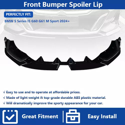 Front Bumper Lip Spoiler For BMW 5 Series I5 G60 G61 M Sport 2024+