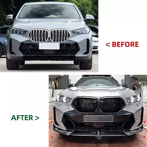 Carbon Fiber Front Spoiler Lip Fit For BMW X6 G06 LCI M Sport 2023-2024