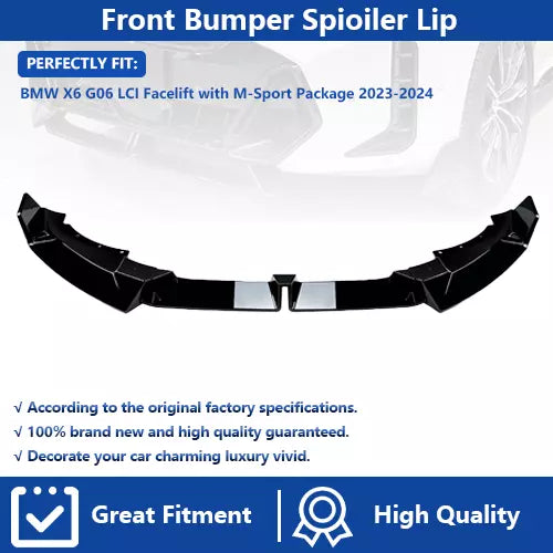 MP Style Front Bumper Lip For BMW X6 G06 M Sport LCI 2023+