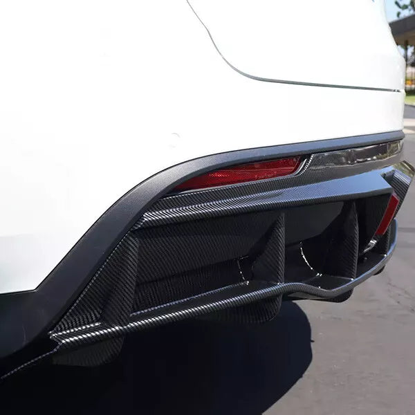 Carbon Fiber Style Rear Bumper Diffuser Lip W/ Light For Tesla Model Y 2020+