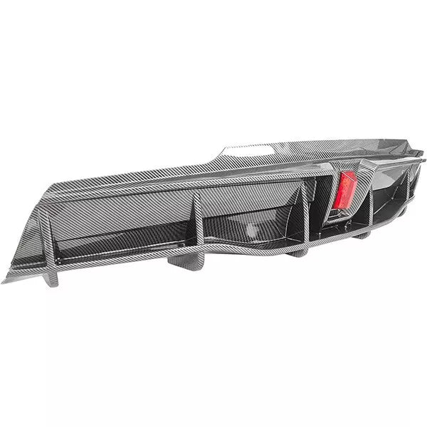 Carbon Fiber Style Rear Bumper Diffuser Lip W/ Light For Tesla Model Y 2020+