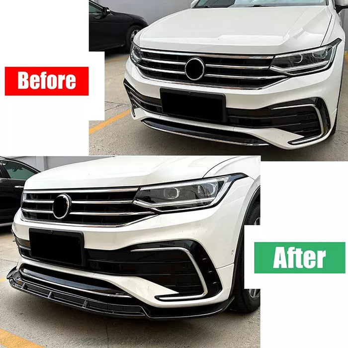 Black Front Bumper Lip for Tiguan R Line 2021-2023