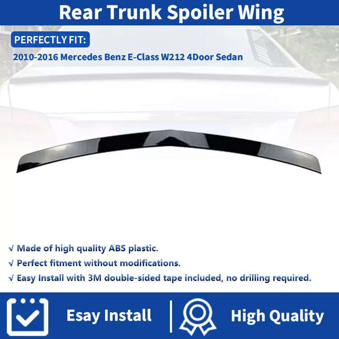 Gloss Black Rear Trunk Spoiler Lip For Benz E Class W212 E250 2010-2016