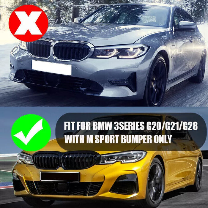 Gloss Black Front Bumper Lip For BMW 3-Series G20 330I M-Sport 2019-2022