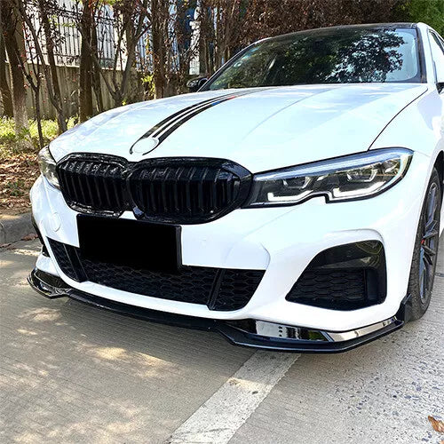 Gloss Black Front Bumper Lip For BMW 3-Series G20 330I M-Sport 2019-2022