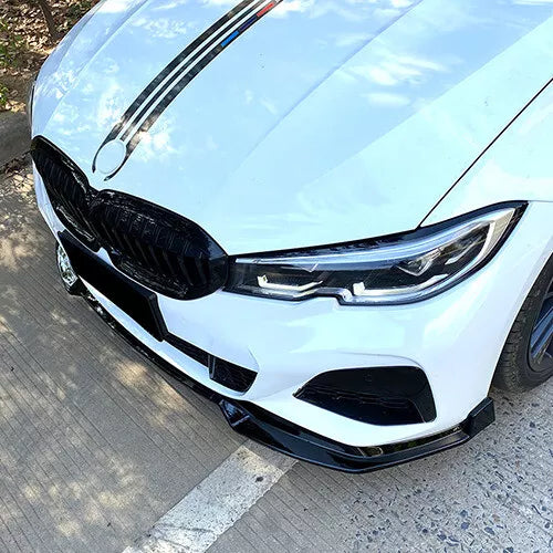 Gloss Black Front Bumper Lip For BMW 3-Series G20 330I M-Sport 2019-2022