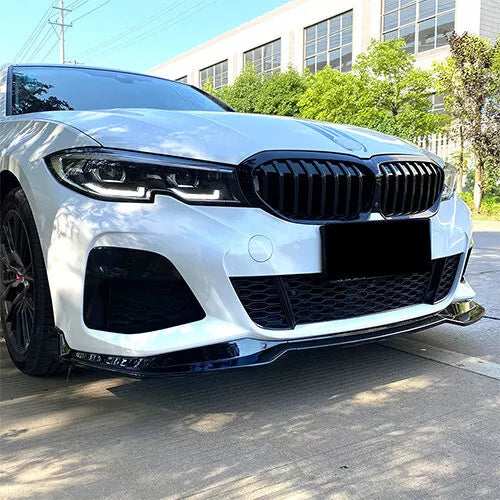 Gloss Black Front Bumper Lip For BMW 3-Series G20 330I M-Sport 2019-2022