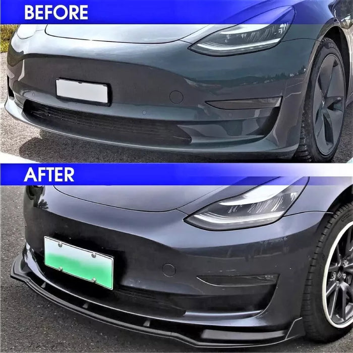 V Style Front Bumper Lip For Tesla Model Y 2020-2025