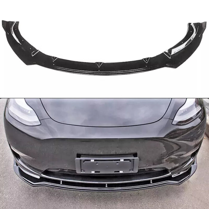 V Style Front Bumper Lip For Tesla Model Y 2020-2025